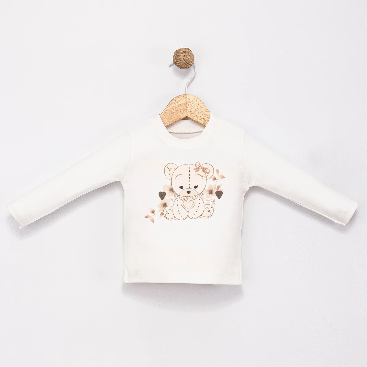 ÇİÇEK DESENLİ AYICIK 3 LÜ KIZ BEBE TAKIM 6098