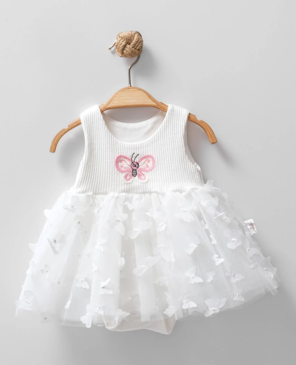 KELEBEK İŞLEMELİ KIZ BEBE TÜLLÜ ELBİSE BADY 0508