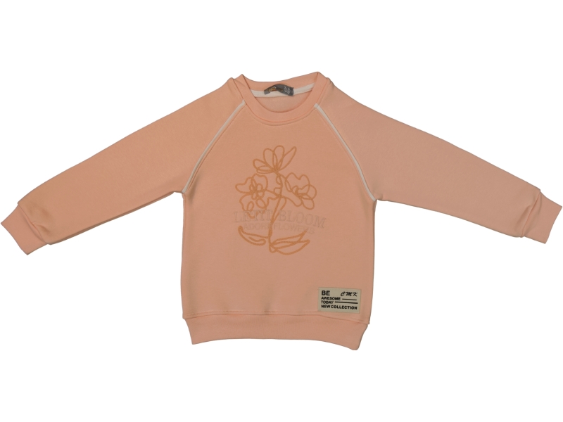  NAKIŞLI ETİKET DEYALI İÇİ ŞARDONLU KIZ SWEATSHİRT 