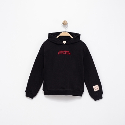 %100 FUN NAKIŞLI KAPŞONLU KIZ ÇOCUK SWEAT 1675-3