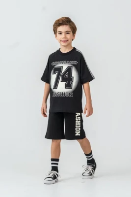 74 FASHION BASKILI ERKEK ÇOCUK KAPRİLİ TAKIM 4338