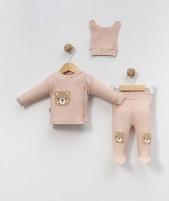 ALT ÜST SÜZENELİ AYI NAKIŞLI 3 LÜ BEBE TAKIM 9432