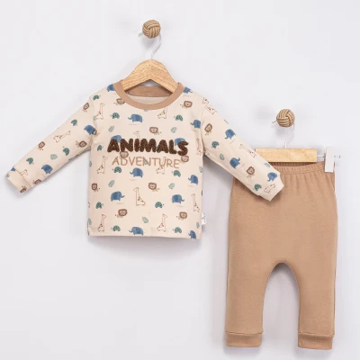 ANIMALS SÜZENELİ PAMUKLU 2 Lİ ERKEK BEBE TAKIM 2039