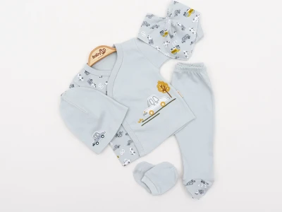ARABA BASKILI 5 Lİ  ERKEK BEBE ZIBIN TAKIM 2340