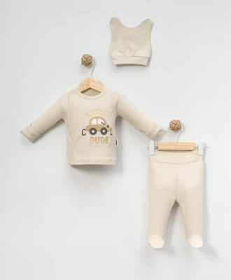 ARABA SÜZENE NAKIŞLI 3 LÜ ERKEK BEBE TAKIM 9446