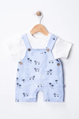 ARABA VE PALMİYE BASKILI ERKEK BEBE TULUM 1120