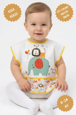 ASLAN VE FİL DESEN K.KOL BAĞLAMALI BEBE ÖNLÜK 202612