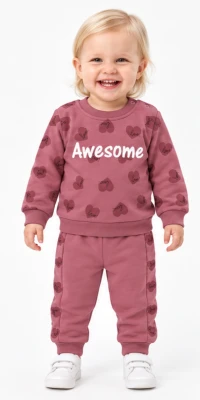 AWESOME BASKILI 3 İP KIZ BEBE TAKIM 26875
