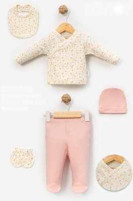 AYBALAM ÇİÇEK BASKILI 5 Lİ BEBE ZIBIN SET 20135