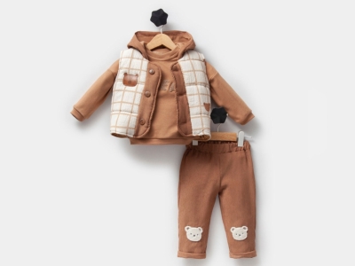 AYICIK ARMALI YELEKLİ 3 LÜ ERKEK BEBE TAKIM 5170