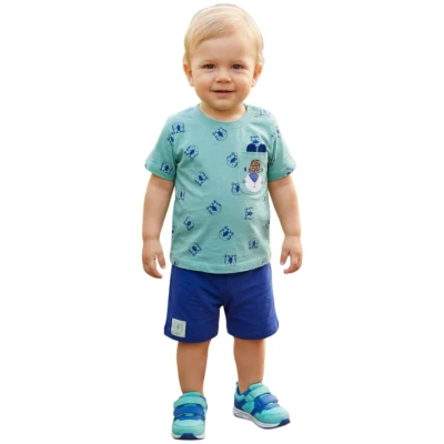 AYICIK BASKILI CEP DETAYLI ERKEK BEBE TAKIM 26467