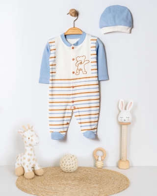 AYICIK BASKILI ÇİZGİLİ PENYE BEBE TULUM 117