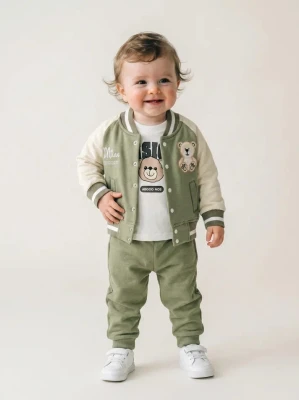 AYICIK DESENLİ HIRKALI ERKEK BEBE 3 LÜ TAKIM 5121
