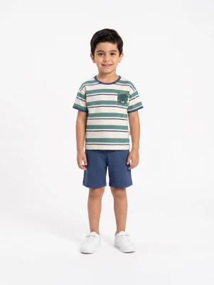 AYICIK NAKIŞLI ÇİZGİLİ ERKEK BEBE İKİLİ TAKIM 3140