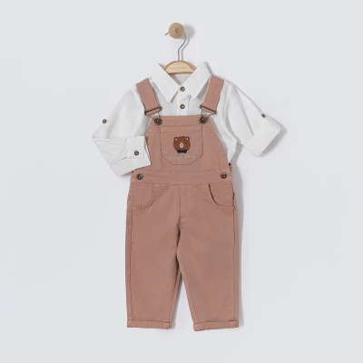 AYICIK NAKIŞLI GÖMLEKLİ ERKEK BEBE SALOPET 6344