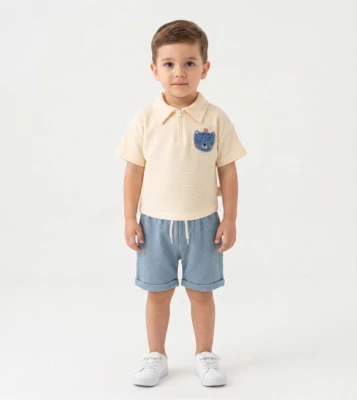 AYICIK NAKIŞLI İKİLİ ERKEK BEBE TAKIM 3125