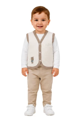 AYICIK NAKIŞLI KAPİTONE BEBE YELEK 4489