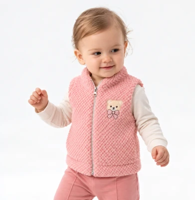 AYICIK NAKIŞLI PELUŞ KIZ BEBE YELEK 57660