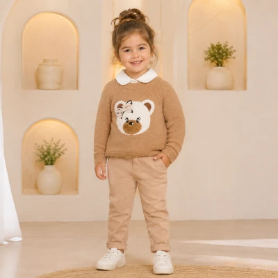AYICIK NAKIŞLI TRİKO KIZ BEBE TAKIM 1853