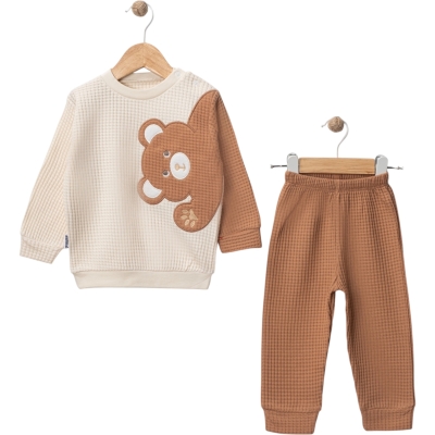AYICIK NAKIŞLI WAFFLE 2 Lİ ERKEK BEBE TAKIM 1472