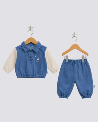 AYICIKLI DENİM 2 Lİ BEBE TAKIM 9178