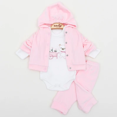 AYICIKLI KAPÜŞONLU 3 LÜ KADİFE BEBE TAKIM 2442