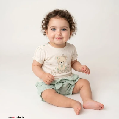 AYICIKLI LALE DESENLİ KIZ BEBE 2 Lİ YAZLIK TAKIM 2631