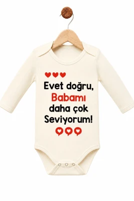 BABAMI DAHA ÇOK SEVİYORUM BASKILI PAMUKLU BADİ 3261