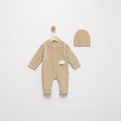 BABY FRİEND NAKIŞLI KADİFE BEBE TULUM 1304