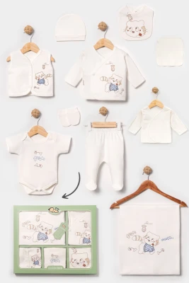 BALIKÇI KEDİCİK PAMUKLU ERKEK BEBE 10 LU ZIBIN SET 3030