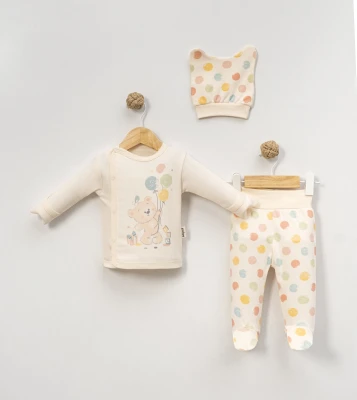 BALONLU AYICIK BASKILI 3 LÜ BEBE TAKIM 9439