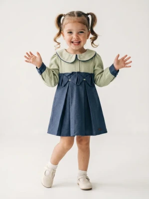 BEBE YAKA PİLELİ ÇOCUK ELBİSE 26139