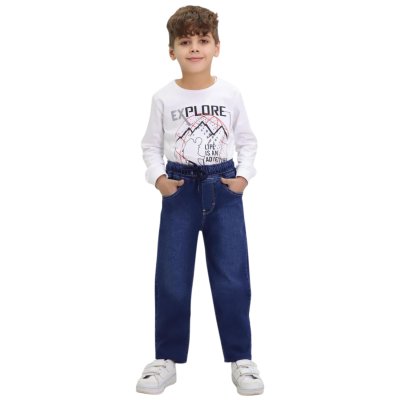 BEL LASTİKLİ ERKEK ÇOCUK KOT PANTALON 1003