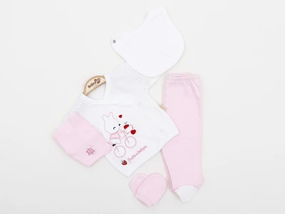 BİSİKLET NAKIŞLI KIZ BEBE 5 Lİ ZIBIN TAKIM 2320