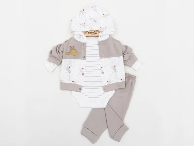 BİSİKLETLİ FİL 3LÜ KAPŞONLU ERKEK BEBE TAKIM 2318