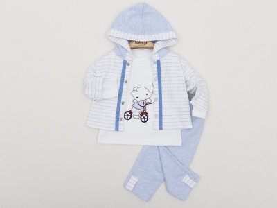 BİSİKLETLİ FİL NAKIŞLI 3 LÜ BEBE TAKIM 2350