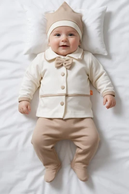 BİYELİ PAPYONLU PAMUKLU 5 Lİ ERKEK BEBE ZIBIN SET 6277