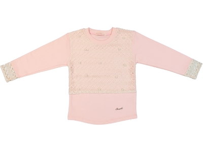 BONCUK İŞLEMELİ GÜPÜR GARNİLİ KIZ ÇOCUK SWEAT 7710