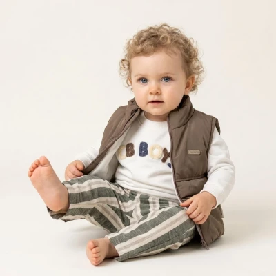 CB BOYS ÇİZGİLİ PANTOLONLU 3 LÜ ERKEK BEBE TAKIM 2559