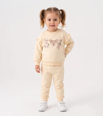 CEYLAN BASKILI İKİLİ KIZ BEBE TAKIM 3364