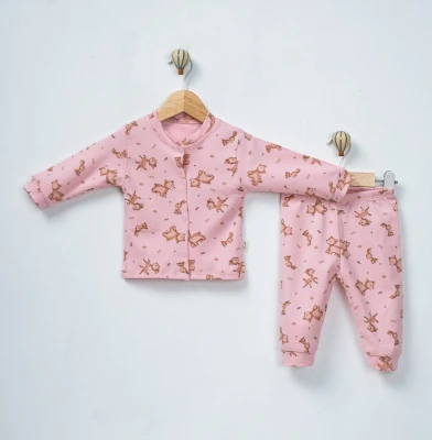 CEYLAN BASKILI ÖNDEN ÇITÇITLI BEBE PİJAMA TAKIM 3131