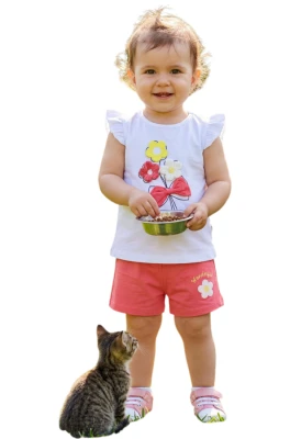 ÇİÇEK APLİKE VE NAKIŞLI KIZ BEBE TAKIM 26301