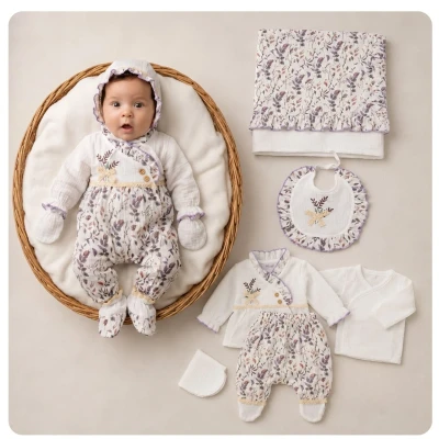 ÇİÇEK BAHÇESİ DESENLİ MÜSLİN 10 LU ZIBIN SET 10019