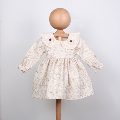 ÇİÇEK BASKILI BEBE YAKA KIZ BEBE ELBİSE 1373