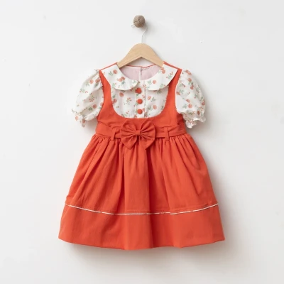 ÇİÇEK BASKILI BEBE YAKALI KIZ ÇOCUK ELBİSE 6041