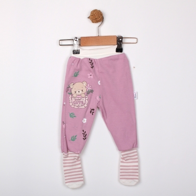 ÇİÇEK BASKILI ÇORAPLI BEBE TEK ALT 5248