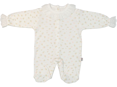 ÇİÇEK BASKILI FİSTOLU PENYE BEBE TULUM 2430