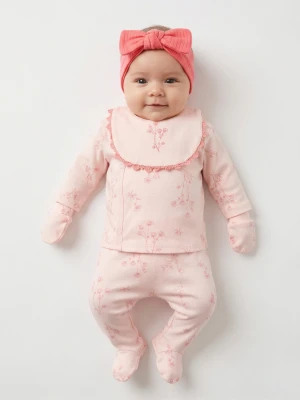 ÇİÇEK BASKILI KIZ BEBE BEŞLİ ZIBIN SET 5338