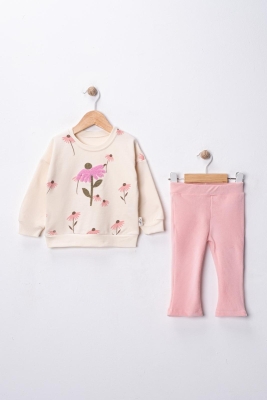 ÇİÇEK BASKILI PENYE KIZ BEBE TAKIM 26627