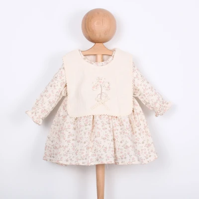 ÇİÇEK BASKILI YELEKLİ KIZ BEBE ELBİSE 1380